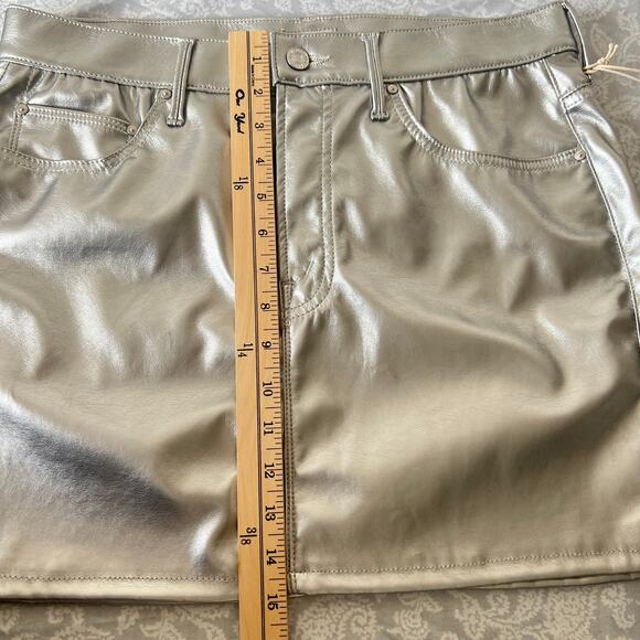 Mother The Vagabond Zip Mini Skirt Faux Leather In Silver Dagger Size 32 - Picture 8 of 13